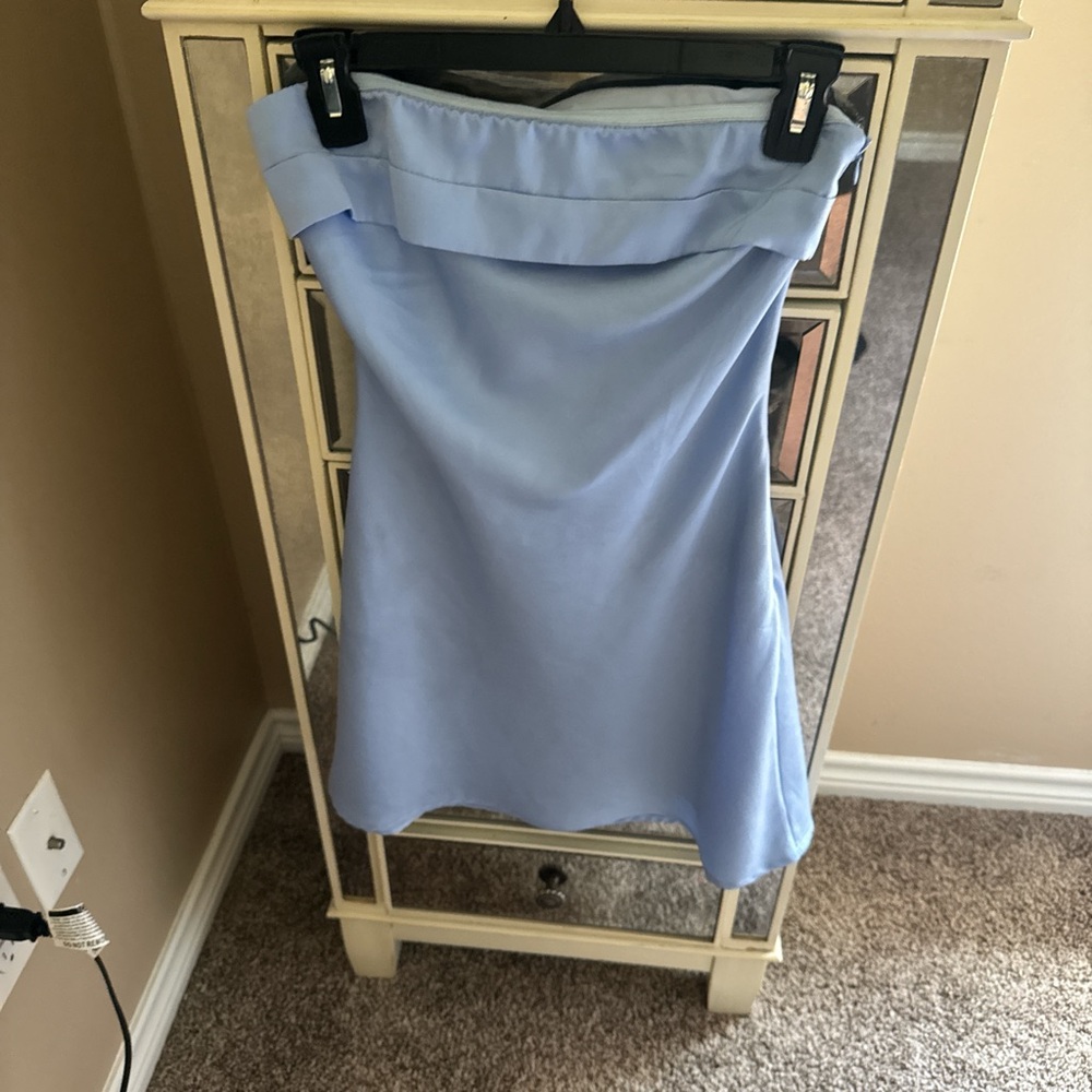 American Threads Blue Strapless A-Line Dress